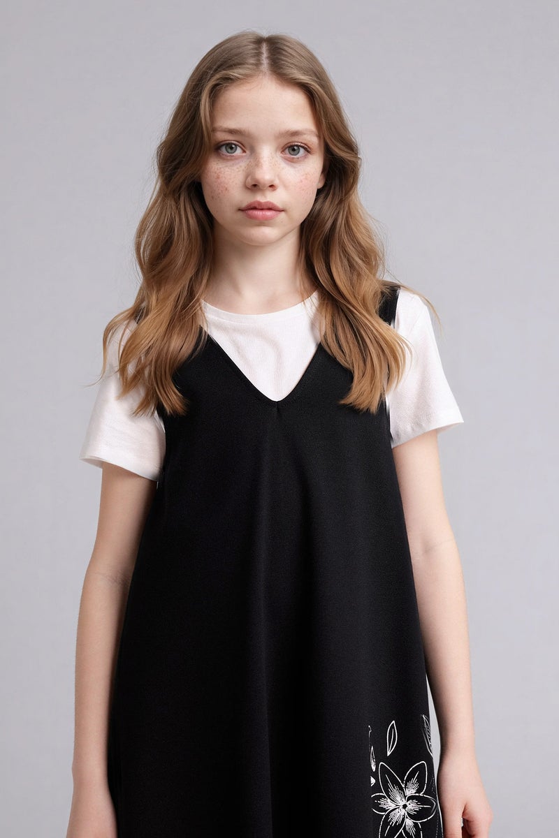 ديفاكتو طقم بناتي فستان وتيشيرت قصة A - قطعتين - Image 3